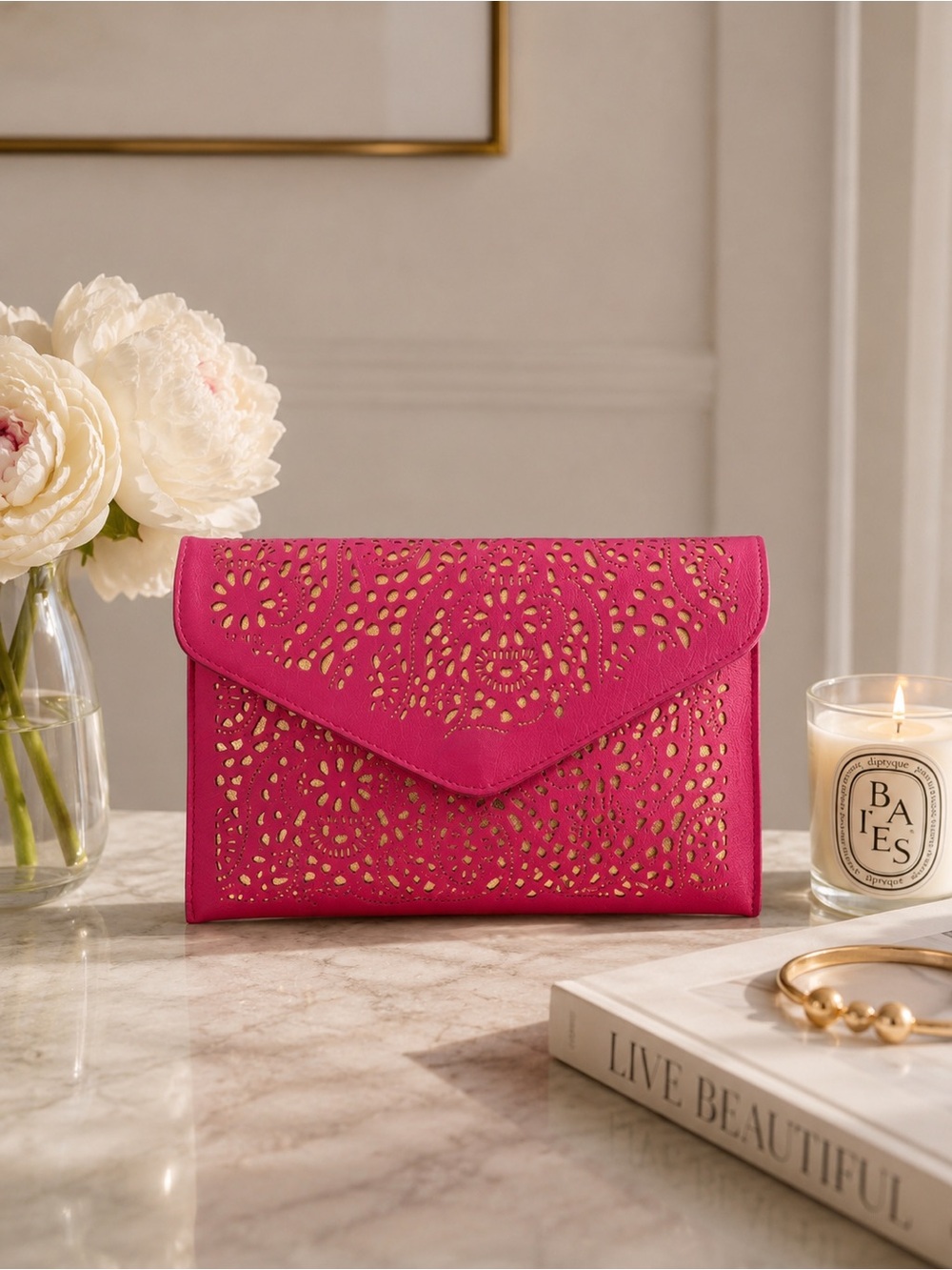Pink and Gold envelope  Clutch brand new